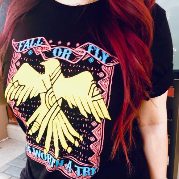 Black Colorful Graphic Basic Cotton Tee T Shirt - Picture 5 of 5